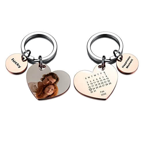 OTXIXTO Custom Keychain with Picture Keychain Accessories Personalized Photo Keychain with Engraving Name/Date/Calendar/Text