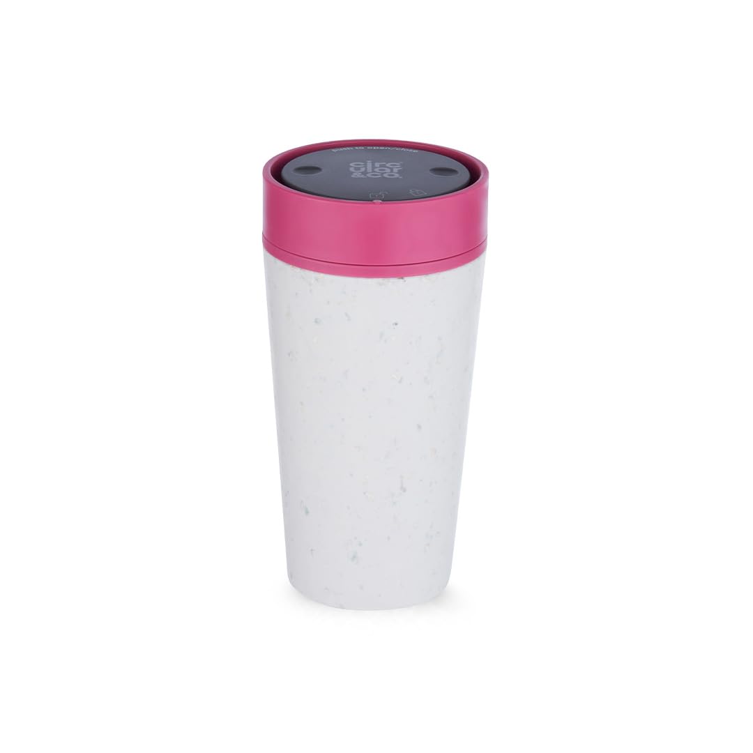 Circular & Co Insulated Reusable Coffee Cup - 12oz/340ml - 100% Leakproof & Lockable - Push Top, One Hand Open, 360 Drinking - Recyclable - BPA Free, Dishwasher Safe (Previous Generation)