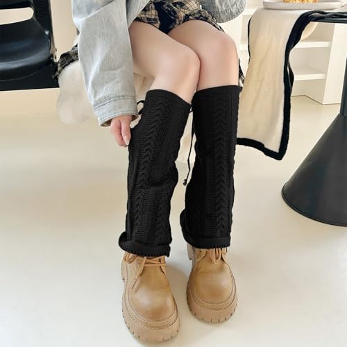 Image of YELAIVP Kawaii Leg Warmers Y2K Knit Lace up Leg Warmers Cute Japanese Harajuku Lolita Leg Warmer for Women Girls