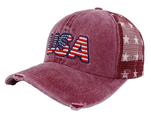 American-Flag-Trucker-Hat-for-Men-Women-Adjustable-Vintage-Embroidery-Washed-Distressed-USA-Baseball-Cap