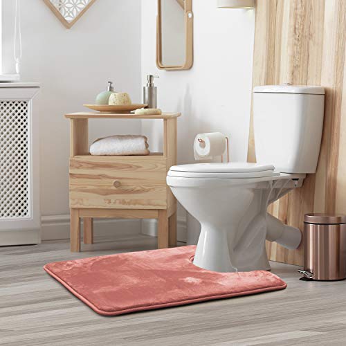 Clara Clark Bathroom Rugs, Velvet Memory Foam Bath Mat, Non-Slip, Machine Washable Bath Rugs - Dries Quickly, Ultra Soft Plush Bath Mats for Bathroom, 20 x 24, Misty Rose by Clara Clark - Image 2