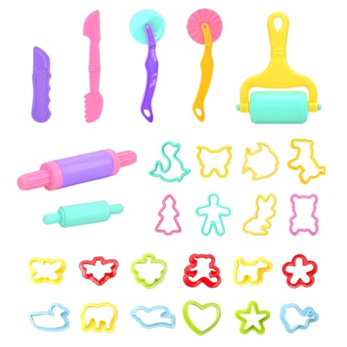 BIFHIG 7 Accesorios para Herramientas De Arcilla De Colores Y 20 Moldes, Accesorios De Plastilina, Rodillos De Arcilla, Dyi Hecho A Mano, Juguetes De Entretenimiento para Padres E Hijos.
