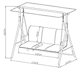 Hollywoodschaukel Gartenschaukel 3 Sitzer mit Sonnenschutz aus Stahl - 6