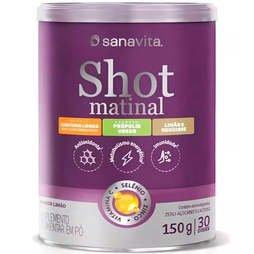 Shot Matinal Sanavita – 150g, Sabor Limão, Suplemento em Pó com Vitaminas, Minerais e Compostos Naturais, Ritual Diário de Saúde