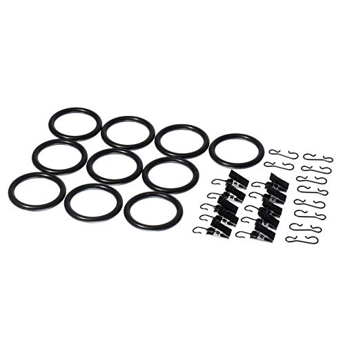 Ikea IKE-102.172.40 SYRLIG-Anillos para Cortinas con Abrazadera y Ganchos, 38 mm, Color Negro
