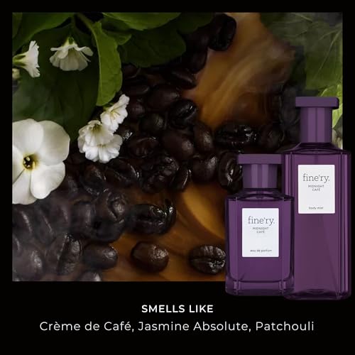 Image of Fine'ry Jasmine Gourmand Hair + Body Fragrance Mist Spray for Women - Midnight Cafe - Bold, Floral Scent with Creme de Cafe, Jasmine Absolute & Patchouli, Long-Lasting, Gift for Her (5 Fl Oz)