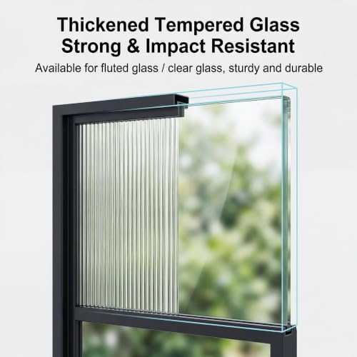 Ventana abatible de vidrio templado de 5mm con marco de aluminio negro de 90x65cm 6