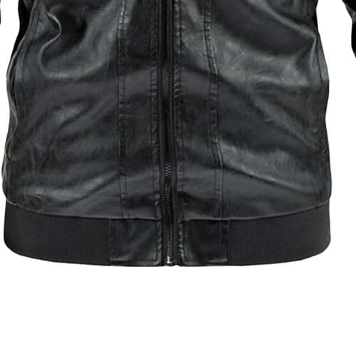Chaqueta de cuero sintético para hombre con capucha miniatura 6