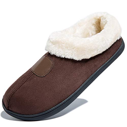 NewDenBer NDB Classic Plüsch Herren Warme Pantoffeln Home Rutschfeste Weiche Leicht Hausschuhe (42/43 EU, Espresso),10D
