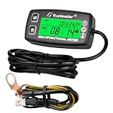 Runleader Digital Tach Hour Meter,Engine Temperature Gauge,Alert RPM & Temp,Backlights Display for Lawn Tractor Compressor Generator Snowmobile Marine Jet Ski Pit Bike