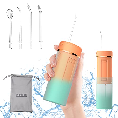 Travel Water Flosser Cordless Water Teeth Cleaner Pick Portable Oral Irrigator for Braces Bridges Care Collapsible Water Tank for Travel & Home - 4 Modes, IPX7 Waterproof