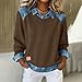 Womens Fall Oversized Long Sleeve Sweatshirt 2 in 1 Denim Panel Lapel Pullover Tops Trendy Going Out Shirts