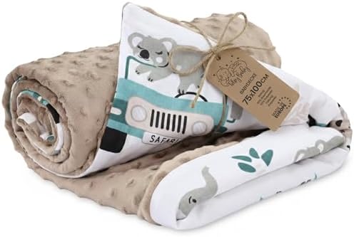 Babydecke Sommerdecke mit Minky 75x100 cm - Baby Kinderdecke Kuscheldecke Kinderwagen Decke Afrika