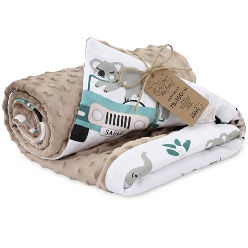Couverture bebe naissance tissu peluche toutes saisons 75x100 cm - cosy plaid enfant de landau et lits bébé pour emmaillotage ou couvertures d'emmaillotage...