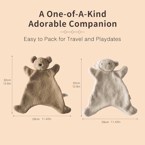 Image of Lovey for Baby,Soft Security Blanket,Snuggle Stuffed Animals Toy Girl & Boy, Bear&Lamb Lovey Comforter Toy for Babies 0-12months,Baby Gifts for Infant and Toddler (Beige-Lamb)