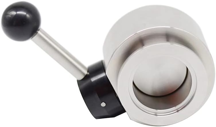 Sanitary Butterfly Valve, Inline, Lever Handle, Manual, 304 Stainless Steel, ISO-KF Interface, KF-40 NW-40 Vacuum Fittings, FKM/Viton Gasket Ring