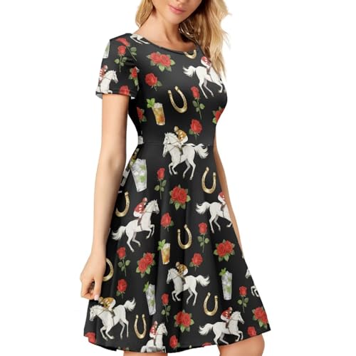 Image of Biyejit Women's Summer Casual Short Sleeve T-Shirt Swing Dress Crew Neck Plus Size S-4XL