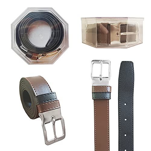 Cinto Masculino Dupla Face Preto Marrom Escuro
