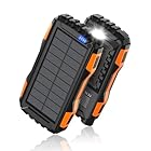 Solar Charger, Power Bank, 42800mAh Portable Charger Power Bank External Battery Pack 5V3.1A Qc 3.0 Fast Charger Built-in Super Bright Flashlight (Orange)