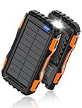 Solar Charger, Power Bank, 42800mAh Portable Charger Power Bank External Battery Pack 5V3.1A Qc 3.0 Fast Charger Built-in Super Bright Flashlight (Deep Orange)