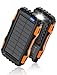 Power-Bank-Solar-Charger - 42800mAh Portable Charger,Solar Power Bank,External Battery Pack 5V3.1A Qc 3.0 Fast Charger Built-in Super Bright Flashlight (Orange)