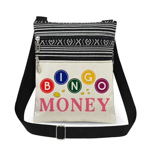 XiaoGalaee Bingo Money Print Crossbody Bag with Gold Coins