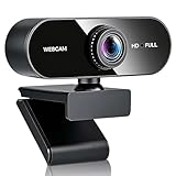 kcrnw Webcam for PC with Microphone Full HD 1080P USB Streaming Web Camera 125° View with Clip Plug and Play for Laptop Desktop Live Video Calls Streaming Gaming Online Classes