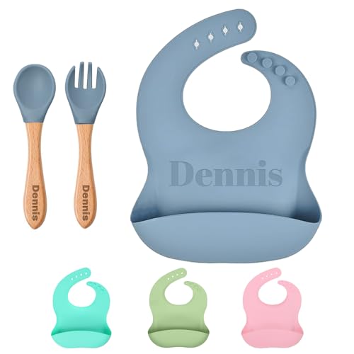 Personalized Silicone Bib for Babies & Toddlers, Custom Adjustable Baby Gifts for Bib with Name, Waterproof, Personalized Baby Gifts for Boys & Girls (Style 2)