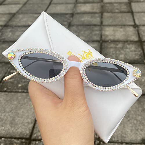 Luxury Small Cat Eye Rhinestone Sunglasses for Women Fashion Diamond bling party Sun Glasses Crystal Shades UV4002
