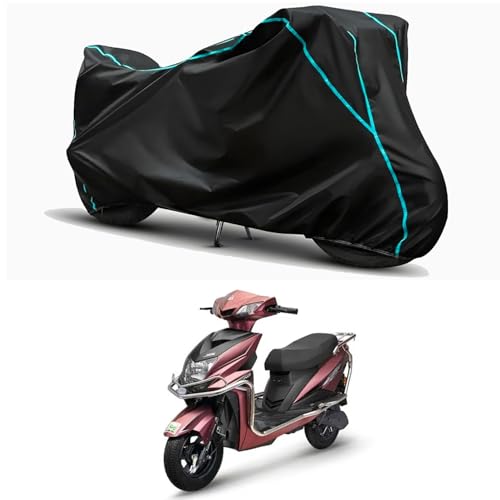 Image of Waterproof Bike Body Cover Compatible for | Tunwal TEM G33 STD | Taffeta Fabric, Sky Piping Design, Bottom Elastic Fit | Dustproof, Sun UV & Rain Protection for All Weather.