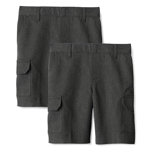 Image of Amazon Essentials Boys' Cargo School Uniform Shorts, Pack of 2, Grey, 10-11 Years