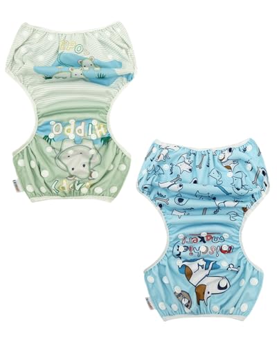 Image of ALVABABY Large Swim Diapers 2pcs Baby & Toddler Snap One Size Reusable Adjustable Baby Boys' Swim Diapers for Swimming Lessons ZDYK155-156