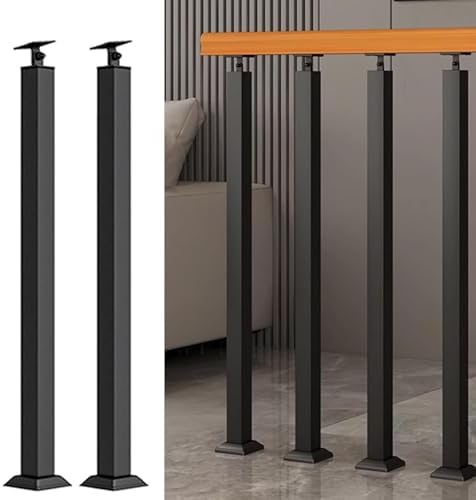 Adjustable Black Metal Stair Baluster Posts - 270° Square Railing Spindles for Decks, Steps, Gardens & Outdoor Stair Remodeling - Durable & Stylish Design