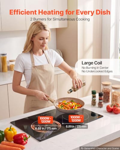 Image of VEVOR Induction Cooktop 24inch 2 Burners Built-in Electric Stove 110V