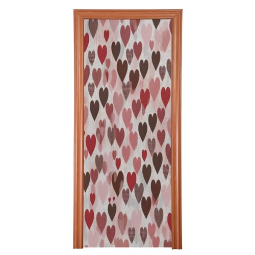 FLildon Red Black Hearts Valentine's Day Door Cover Decoration, Party Accessory Porch Decor for Festive Ornament Room Door Covers 32 x 79 Inch