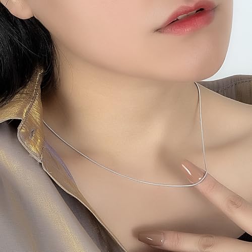 Women 925 Sterling Silver Magic Snake Chain Necklace- Men 1.2MM Solid Snake Chain Flexible Choker 16"-30" Italian Silver 24K Gold Over Jewelry2