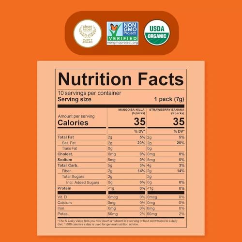 Image of Once Upon a Farm Organic Coconut Melts Variety Pack, 30 Ct, Dairy Free | Once Upon A Farm Organic Coconut Melts Variety Pack with Probiotics, Strawberry, Mango, Dairy Free, Non GMO, .25 oz, 30ct