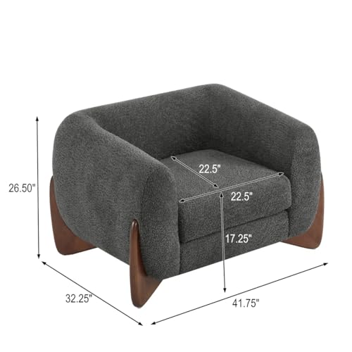 Image of Upholstered 3 Seater Sofa Three Seater Sofa with Wooden Legs for Living Room Hotels & Offices (One Seater Boucle Grey)