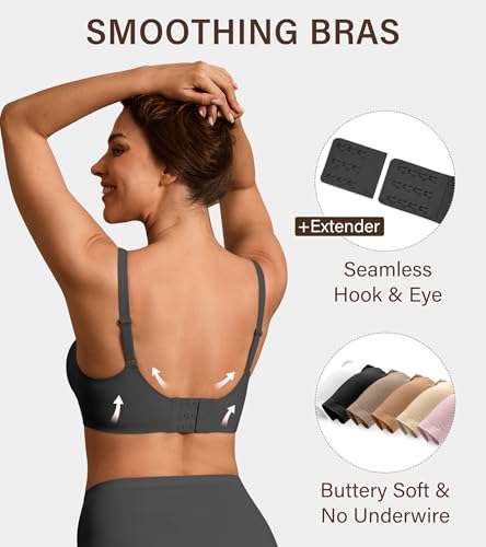 Image of DEANGELMON Seamless Bras for Women No Underwire Comfortable Push Up Bra V Neck Wireless Bralette Full Coverage Wire Free