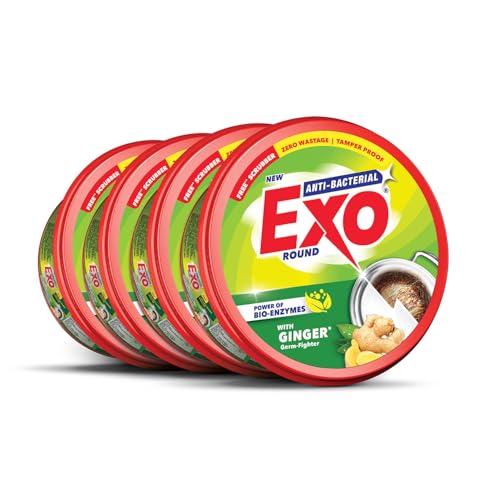 Image of Exo Anti-Bacterial Dishwash Bar 700gm X 4 | Power of Bio-Enzymes Removes Tough Grease |Complete Dishwashing Solution With Goodness of Ginger Germ-Fighter | Hygienic & Superior Cleaning