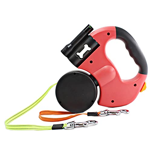 Image of bnf Double Retractable Dog Leash with Garbage Bag Box for Small Medium Dogs Red|Pet Supplies|Dog Supplies|Leashes & Head Collars