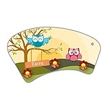 bieco garderobe eule Höchste Druck-Qualität Wand-Garderobe mit Namen Karina und schönem Eulen-Motiv für Mädchen - Garderobe für Kinder - Wandgarderobe