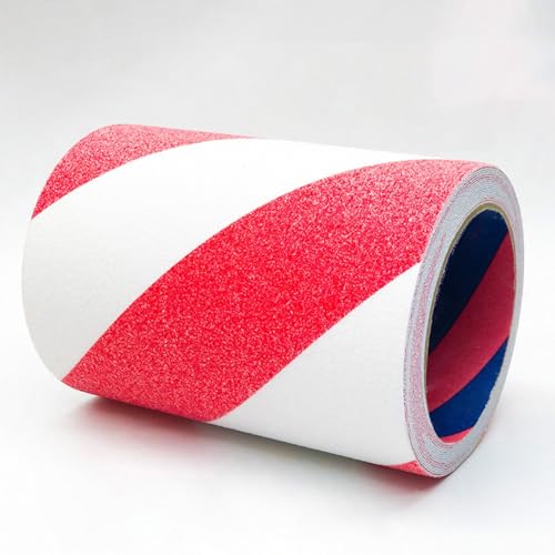 滑り止めの高い牽引力滑り止めトレッドベルト 滑り止めテープ マルチカラー 2/4/6インチ x 16フィート 階段・スケートボード用(Red+white W 6in)