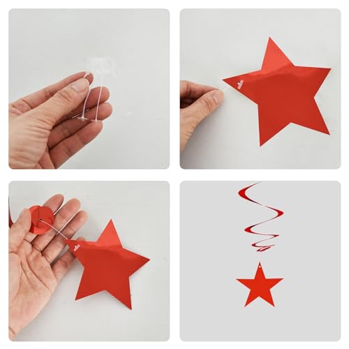 Image of BEISHIDA Red Blue Silver Star Hanging Swirl Decorations,July 4th Hanging Party Supplies for 250th Anniversary Graduation Wedding Baby Shower Birthday Party Decorations,Pack of 15