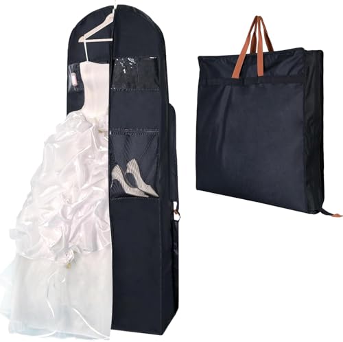 72 Inch Travel Garment Bag - 12 Inch Gusseted Wedding Dress/Suit Bag with Accessory Pockets, Perfect for Weddings, Business Trips (Fits Suits, Tuxedos, Formal Dresses)