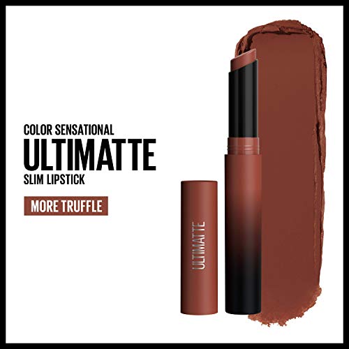 Maybelline New York Color Sensational Ultimatte Matte Lipstick, Non-Drying, Intense Color Pigment, More Truffle, Cocoa Brown, 1 Count #TOP1