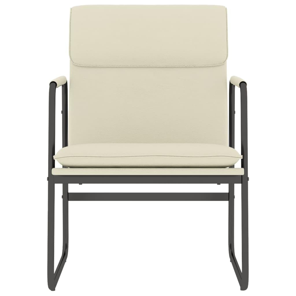 Fotel wypoczynkowy, kremowy, 55 x 64 x 80 cm, sztuczna skóra, fotel relaksacyjny do salonu, sypialni, biura, przytulna sofa wewnętrzna, wygodne siedzenie