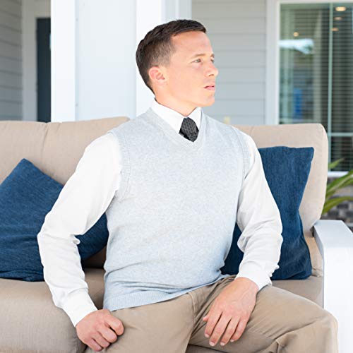 Cc Cotton Blend Slim Fit V Neck Sweater Vest For Men | Lightweight Breathable Vests For Men | Wash Friendly V Neck Mens Vests… Charcoal Grey #TOP4
