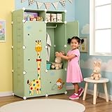 Mevigo 6+2 Door Plastic Wardrobe for Kids-Cupboard for Clothes, Almirah for Clothes, Baby Collapsible Wardrobe, Multi-Purpose Kids Storage Rack for Home Books,Toy,Living Room -Green-S3
