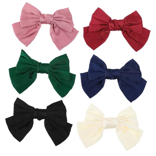 Barrettes à grands nœuds satin OUNONA : lot de 6 accessoires de coiffure
